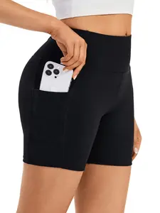 Women's High Waist Biker Shorts for Yoga Running & Lounging - Comfy Athletic Workout Shorts with Pockets - Active Wear for Gym, Hiking, Golf, Volleyball, Swim Board, Casual Summer Beach Outfits