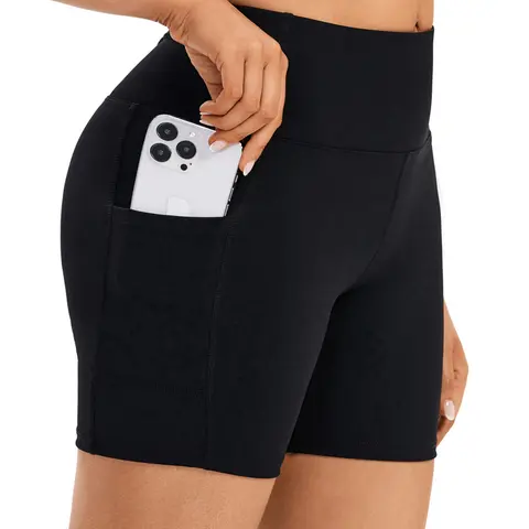 Women's High Waist Biker Shorts for Yoga Running & Lounging - Comfy Athletic Workout Shorts with Pockets - Active Wear for Gym, Hiking, Golf, Volleyball, Swim Board, Casual Summer Beach Outfits