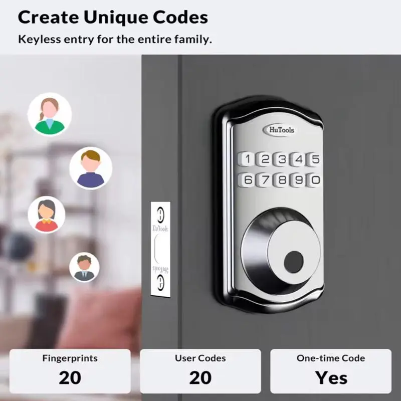Smart Keypad Deadbolt Digital Key Lock - Electronic Code Lock, Home Security Door Hardware with Keyless Entry, Fingerprint Unlocking