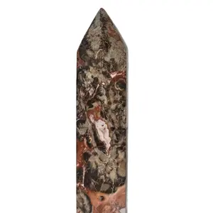 L Money Agate Crystal Tower - Unique Design with Intricate Patterns and Earthy Tones