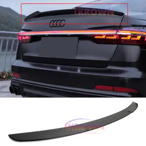 FITS 2019-2025 AUDI A6 C8 V STYLE GLOSSY BLACK HIGH KICK REAR TRUNK SPOILER WING LID