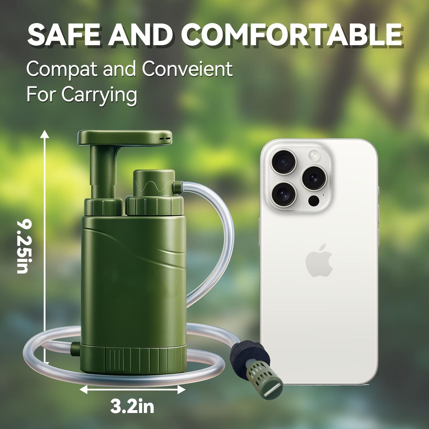 3-in-1 Outdoor Water Purifier, Hand-Operated Portable Survival Water Filter Device