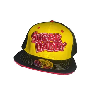 Sugar Daddy Snapback Hat Yellow & Black with Bold Red Text Adjustable Fit Comfortable Material for Casual Wear