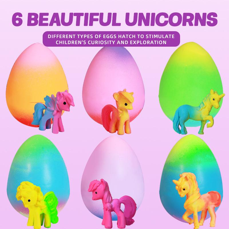 6 Pack Hatching Growing Unicorn Eggs Rainbow Colorful Eggs with 6 Unique Unicorns for Safe Fun & Magical Transformation - Perfect for Christmas & Birthday Gifts