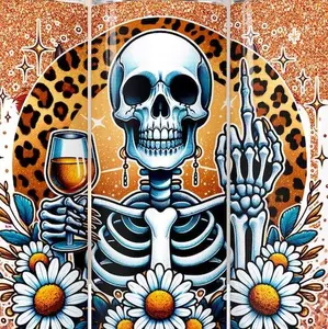 20oz Skeleton Leopard Print Tumbler with Unique Design and 20oz Capacity