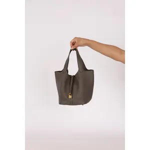 Pre-owned HERMÈS Designer Handbag/Wallet Picotin 22 Gris Meyer Clemence 2018 GHW Drop 31