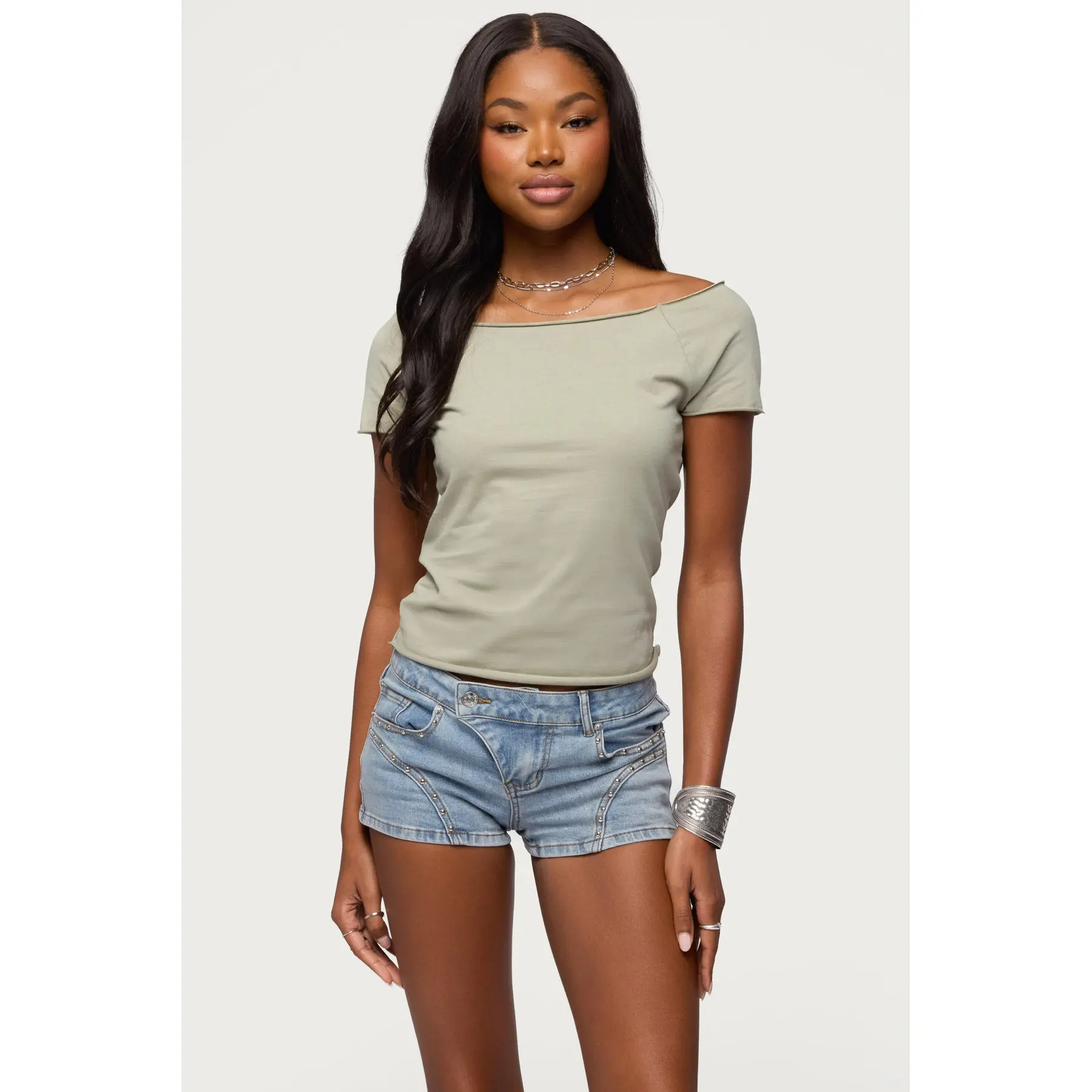 Kamalah Boat Neck Cotton T Shirt