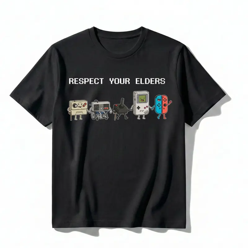 Men's Vintage Cotton Short-Sleeve Round Neck Menswear T-Shirt - Aesthetic Humor Graphic Tee, Retro Gamer Slogan Streetwear, Guys Gifts, Men's Shirts Graphic Tee