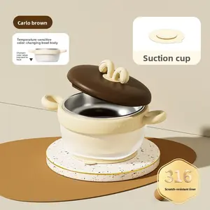 Langkes Premium Baby Food Bowl 316 Stainless Steel Insulated Feeding Bowl with Suction Base Heat Sensitive Color Changing and Anti Burn Design for Infants Toddlers Kids