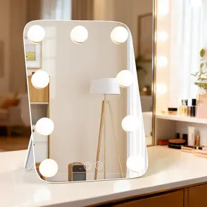 LED Makeup Mirror with Hollywood Lights, HD Clear Reflection, Adjustable Touchscreen Brightness for Flawless Makeup, Skincare & Selfies!