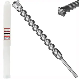 1-1/2" x 15" SDS Max Cross-Tip Rotary Hammer Drill Bit – Upgraded Heat-Treated Carbide Head, Extended Length 400mm for Longer Working Depth, Concrete Drill Bit for Masonry, Brick & Stone
