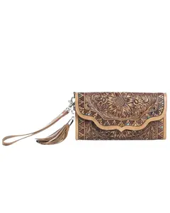 Myra Bag Women's Prairie Pony Mountain Hand Tooled Wallet - S-10741