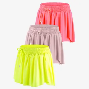 BIG ELEPHANT 3-Pack Girls’ 2-in-1 Butterfly Skirt-Shorts – Integrated Spandex Liner for Sports, Fitness & Everyday Wear