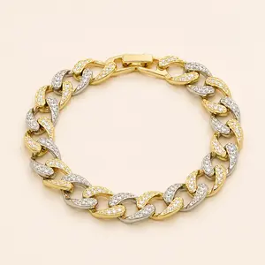 GOLDET NYC  18K Gold Filled Mixed Metal Cuban Link Bracelet