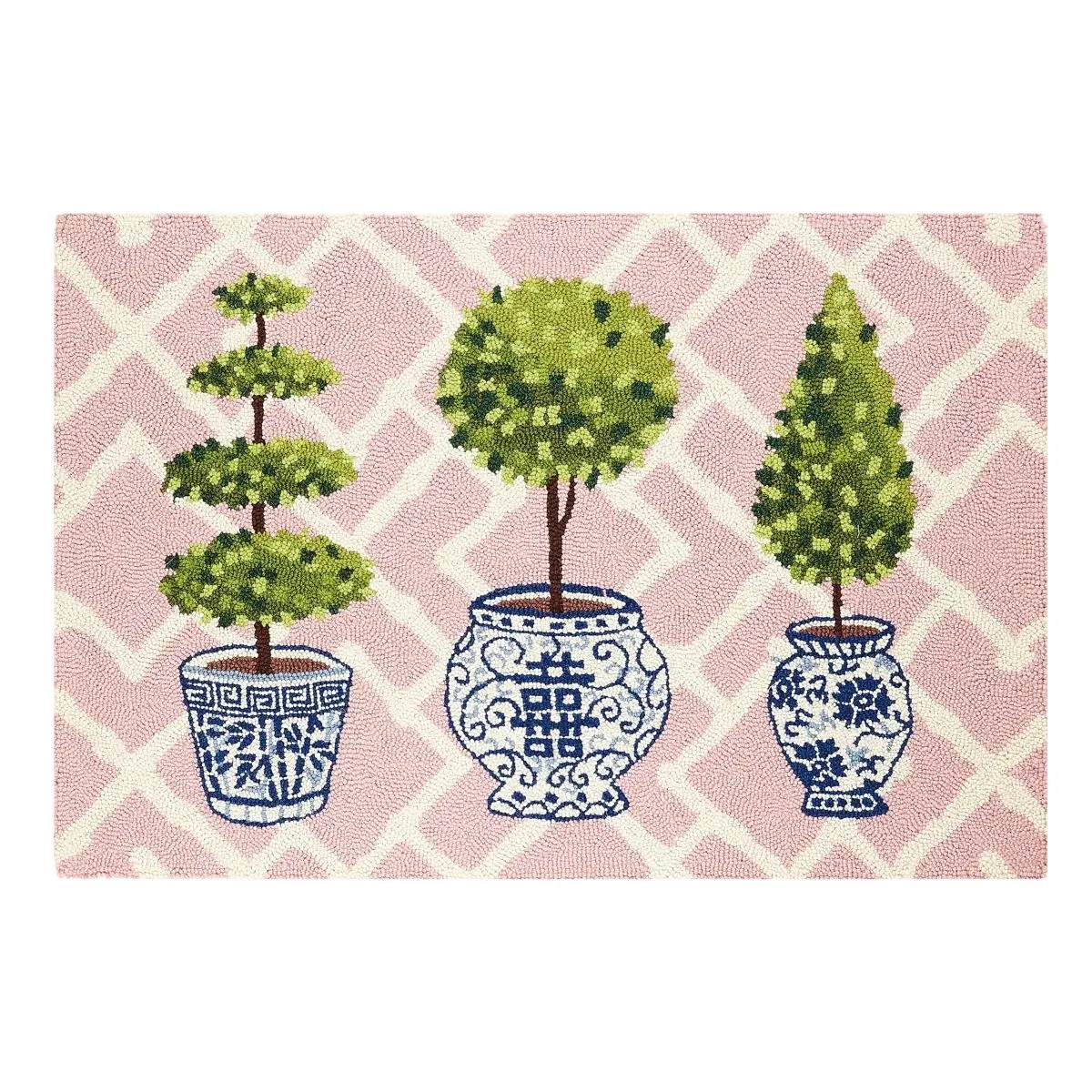 Peking Handicraft 2x3 ft. Indoor 100% Wool Topiary Art Hook Rug - Home Decor Rugs, Exceptional Quality Trend-Correct Home Accent Mat, Wool Rug