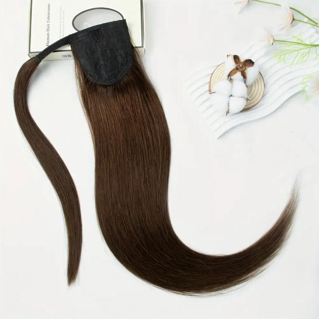 LuxeHair Straight Drawstring Ponytail Hairpiece, 100% Real Human Hair, Highlight Blonde, Clip-In Design, Natural Look, 10-28 Inch, Easy Wear & Adjustable, Versatile Styling for Women