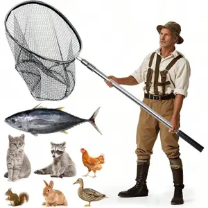 Large Fishing Net With Telescoping Handle, 57-110inch With 20 Net Opening, Rubber Fishing Net Aluminum Landing Net For Freshwater And Saltwater