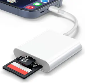 SD Card Reader for  iPad, 2-in-1 Memory Card Reader Lightning Reader with Dual Slot Digital Trail Camera Viewer SD Card Adapter for iPhone14/13/12/11/XS/XR/X/8/7/Plus/Pro/iPad, Plug and Play