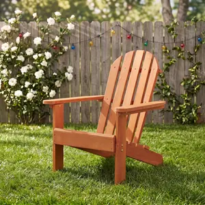 Wooden Kid's Adirondack Chair for Indoor and Outdoor, Natural Cedar Patio Lounge Chiar for Kids