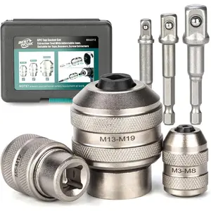 6pcs Adjustable Tap Socket Set, 1/4", 3/8", 1/2" Drive Tap Holder Tool for Reamers, Screw Extractors