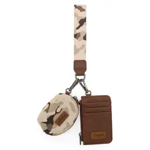 Wrangler Camo Print Dual Pouch Wristlet for Women - Stylish Camouflage Design with Secure Zipper Closure