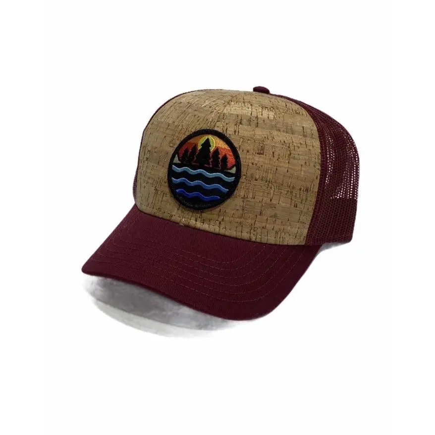 The Great Lakes State Cork & Mesh Trucker Cap - Burgundy