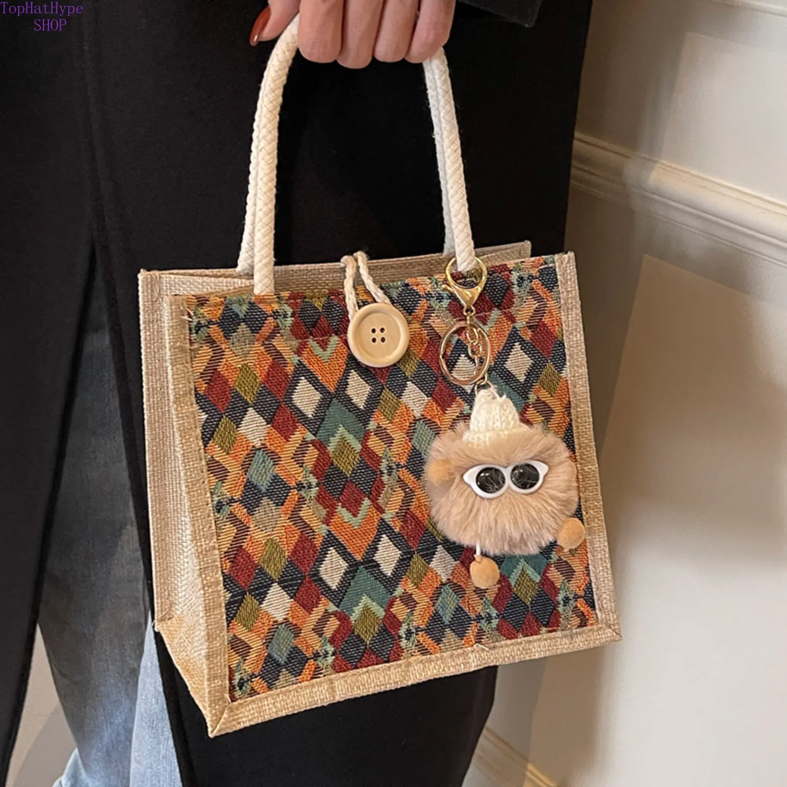 Chic Linen Mini Tote Bag for Women, Waterproof Handbag with Crossbody Strap, Portable Casual Trendy Purse for Daily Outings, Casual Trendy Purses, Portable Size, Mini Crossbody Bag