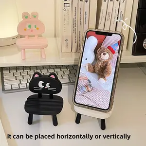 Cute Cartoon Aesthetic Mini Chair Phone Stand, Desk Holder for iPhone Samsung Smartphones Tablets, Desktop Decor Office Accessory