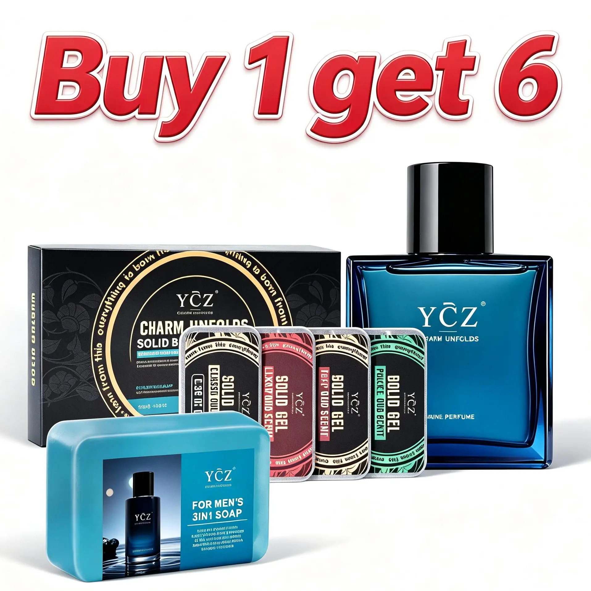 YCZ Midnight Marine Eau de Parfum 1.7oz Men's Fragrance+Balm*4 +YCZ 3 in 1 soap-Aromatic Marine Scent, Magnetic, Sensual, Long-Lasting, Ideal for Dates & Everyday Wear, Gifts for Boyfriend, Anniversary Gift for Him, Men's Perfumes & Fragrances, Mens Gifts