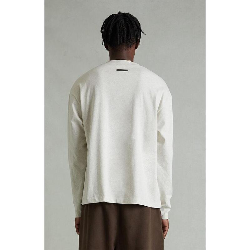 Fear of God ESSENTIALS Men's Heather Oatmeal Classic Long Sleeve T-Shirt