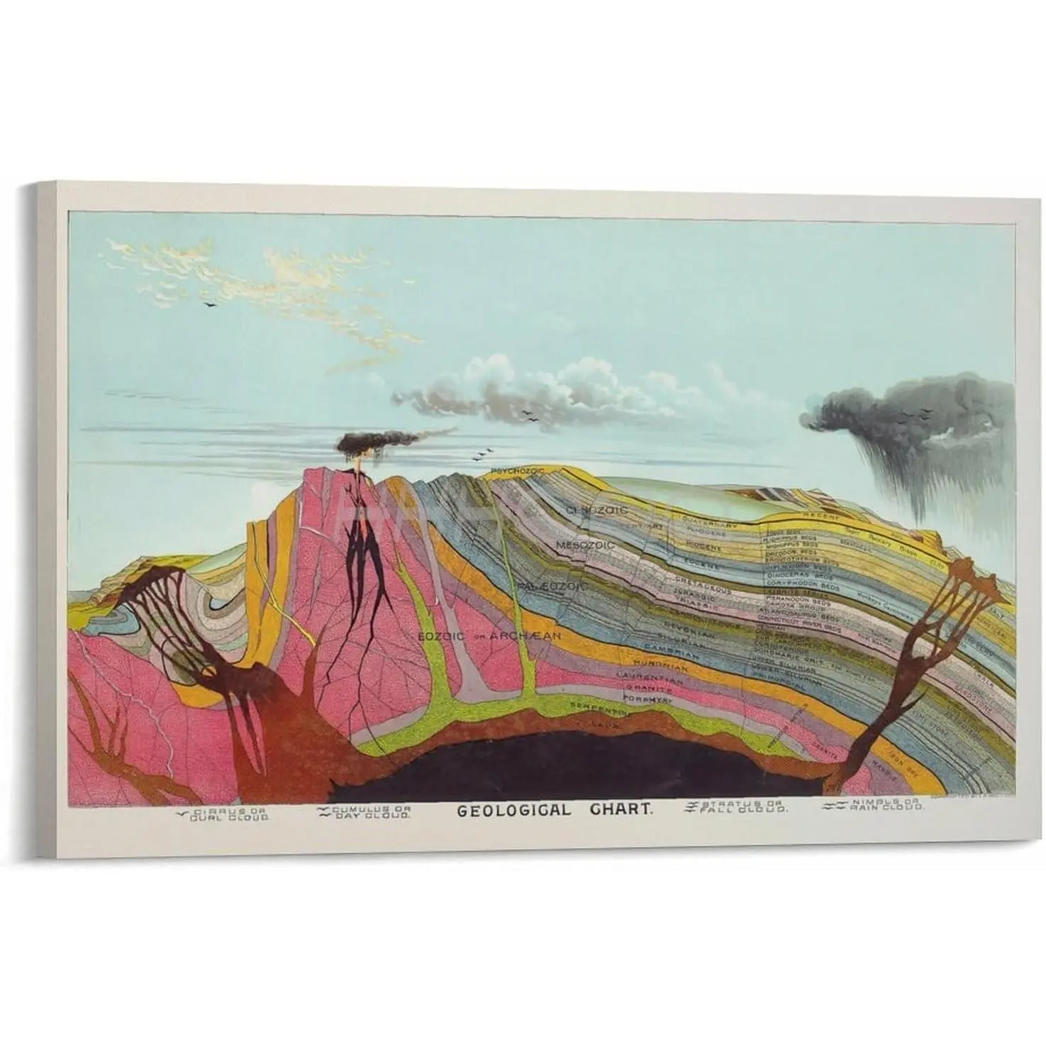 Vintage Geology Poster Science Art Canvas for Living Room Bedroom Decor 12x08inch(30x20cm) Frame-style
