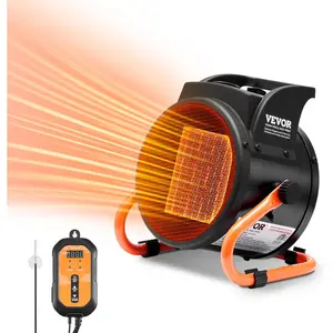 VEVOR Greenhouse Heater, 1500W PTC Fast Heating With Overheat Protection, 3-Speed Setting Small Grow Tent Fan, Electric Portable for Green House, Flower Room, Workplace