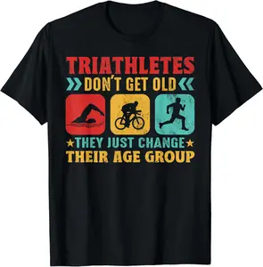 Funny Triathlon Design Men Women Triathletes Swim Bike Run T-Shirt - Casual All-Season Heavy Cotton Shortsleeve Crewneck