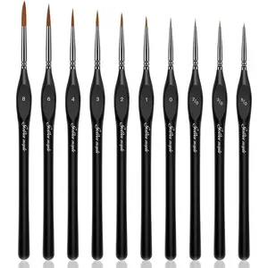 Golden Maple Detail Paint Brushes Set 10pcs Miniature Brushes for Fine Detailing & Art Painting - Acrylic, Watercolor, Oil, Models Artist Bundle