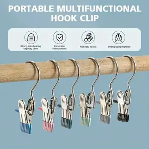 Stainless Steel Clothes Hanger Clip, Multi-Functional Hook for Hats, Shorts, Fabric, Home Use, Socks Drying Hook, No Trace Design