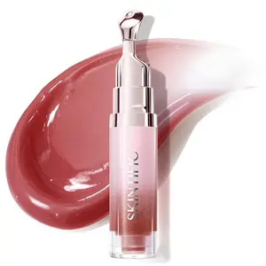 SKINTIFIC Peptide Brightening Lip Serum, Hydrating & Plumping Tinted Lip Gloss, Moisturizing Lip Balm with Polypeptides & Squalane for Glossy Sheer, Smooth Lips(12U Pink Ballet)