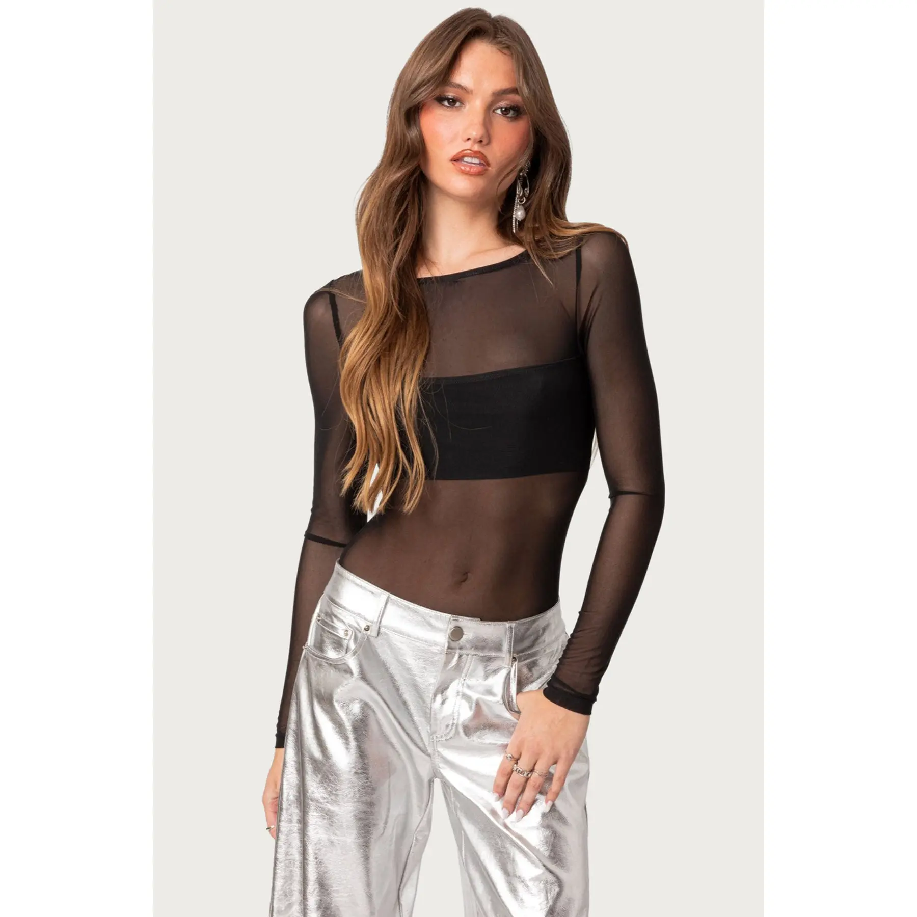 Sheer Mesh Bandeau Bodysuit Sheer Mesh Bandeau Bodysuit