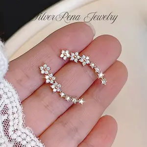 S925 Mother's Day Stylish Flower Star Stud Earrings with Sparkling 5A CZ Design, Exquisite and Elegant Ear Jewelry for Women, Perfect for Daily Wear and Party, Gift to Lover and Girls, Birthday Valentine's Day Gift