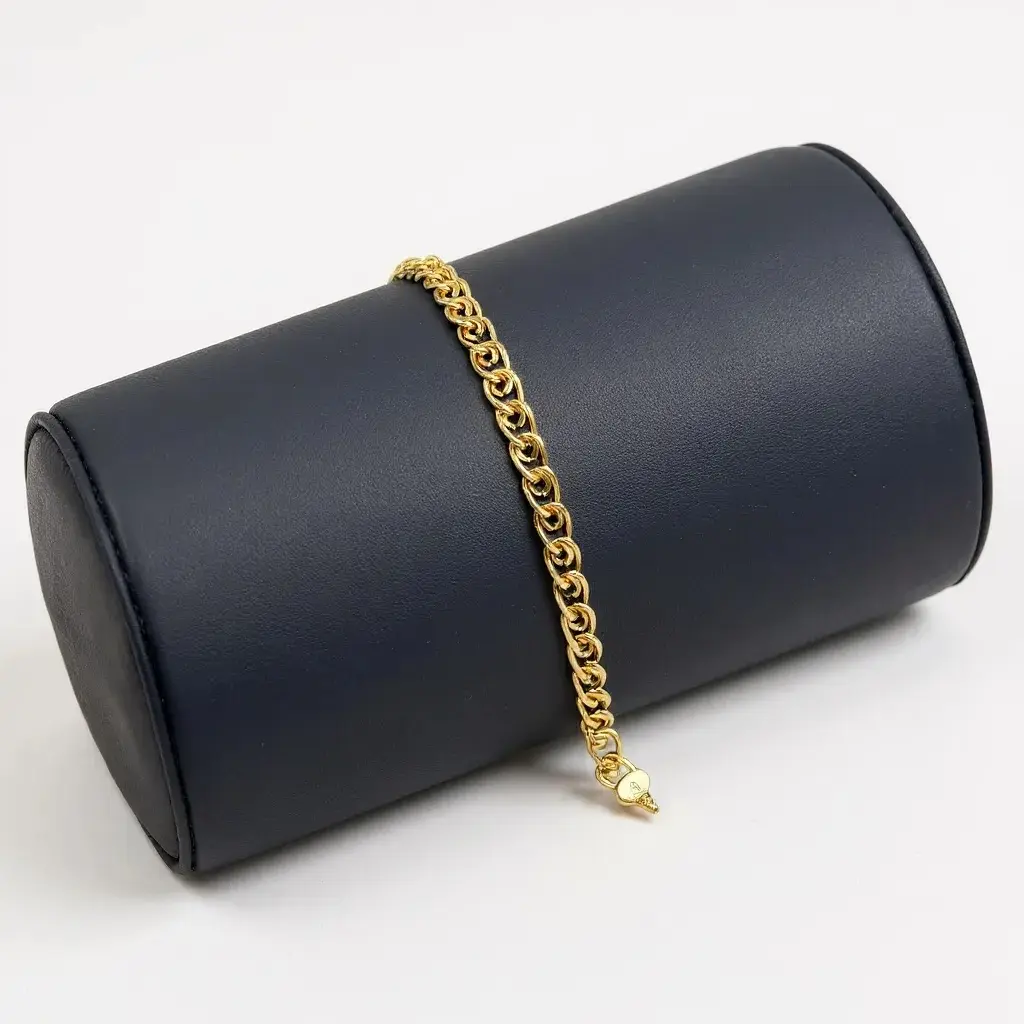 DidiRay Women's Snail Link Style Bracelet 14K Gold Plated Robust Stainless Steel Chain with Protective Lacquer for Daily Use