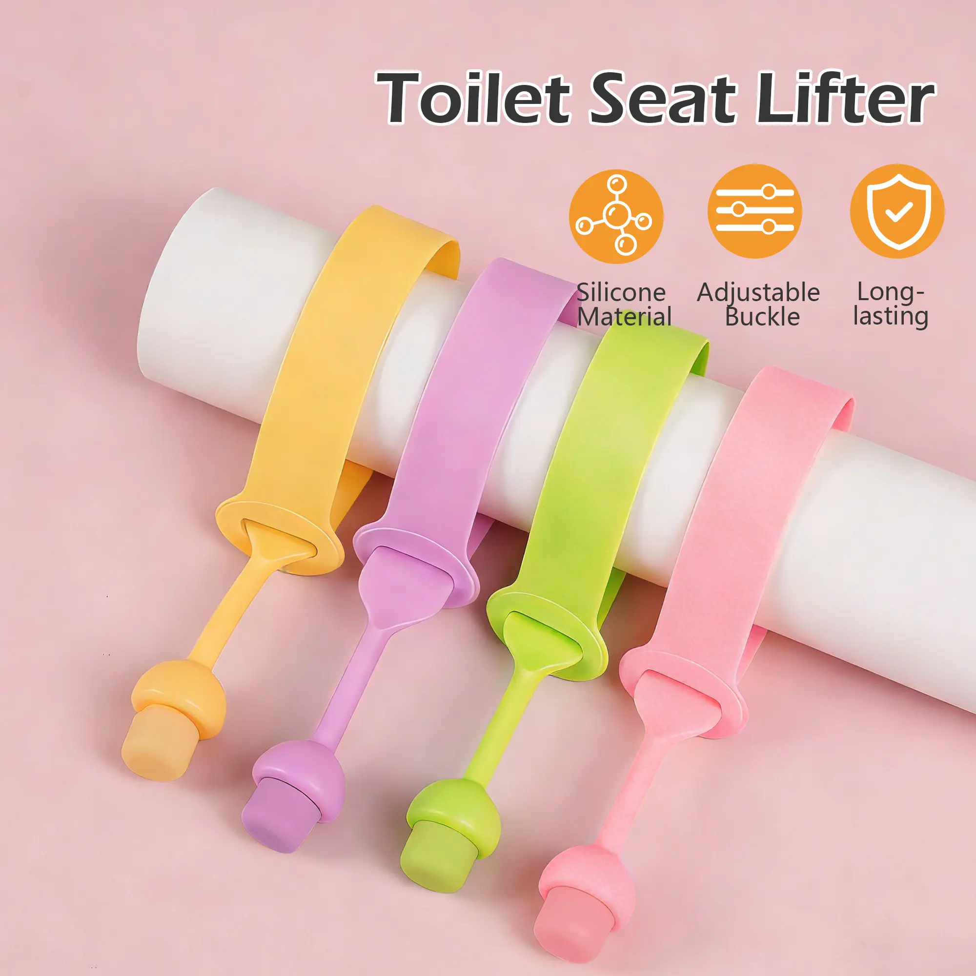 4 Counts Toilet Seat Handle, Quick and easy installation, Wrap around toilet seat, Simple setup process