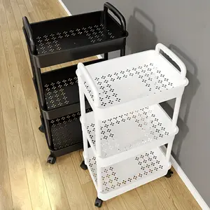 Space-Saving, Wheeled Storage Cart - Multi-Tier, Removable Shelves for Effortless Organization in Bedrooms, Bathrooms, & Beyond