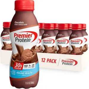 Premier Protein Shake, Chocolate, 30g Protein, 1g Sugar, 24 Vitamins & Minerals, 11.5 fl oz (Pack of 12) - Energy Drink - Beverage Sport