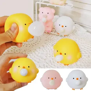 Handmade Cute Blow Bubble Chick Squishy Fidget Toys Decompression Sensory Stress Relief Squeeze Toy For Adults Kids Party Favors