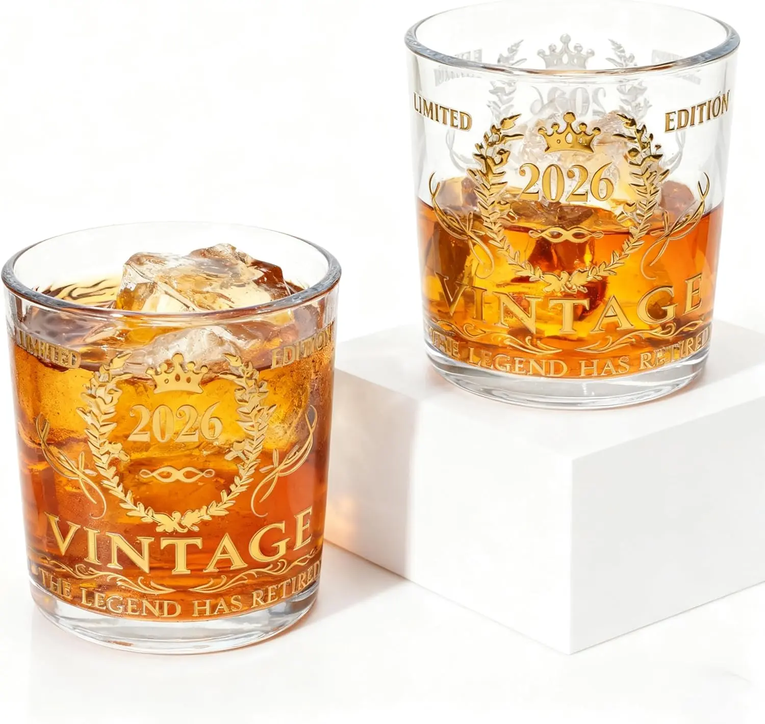 40th Birthday Gift Set for Men - 10oz 2026 Engraved Handmade Classic Thick Whisky Glass with Unique Base, BPA-Free Festive Party Supply for Dad, Husband (Home Supplies Category)