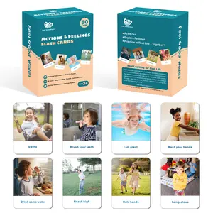 Actions & Feelings Flash Cards for Kids - 50 Real-Life Photo Cards for Emotions, Daily Routines and Social Play, Extra Thick Cards