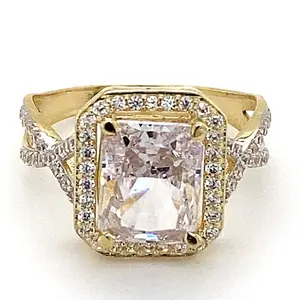 14K Retangular Center CZ Stone Infinity Band Engagement Ring