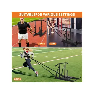 Weight Sleds For Training, Heavy-Duty Push Pull Sled With Adjustable Height Handle For Workout Fitness, Running Speed, Football, Strength, Fits 1" & 2" Weight Plates, Black