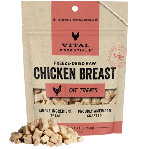 Vital Essentials Freeze-Dried Raw Single Ingredient Chicken Breast Cat Treats, 1-oz bag
