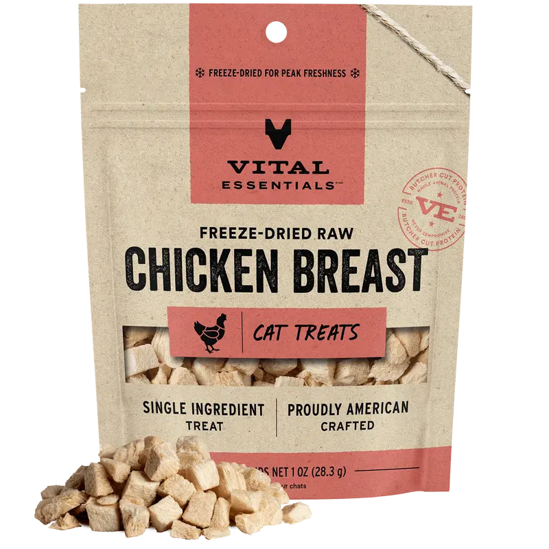 Vital Essentials Freeze-Dried Raw Single Ingredient Chicken Breast Cat Treats, 1-oz bag