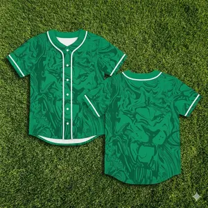 Baseball Jersey Green 3DVintage Streetwear Baseball Jersey - Casual Baseball Jersey Outfits - Unisex -  Trendy Baseball Jerseys
